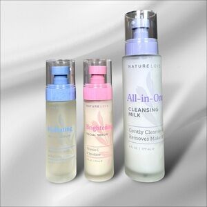 Nature Love Skincare Set Bundle Cleansing Milk Brightening Serum Hydrating Serum